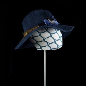 Boho Chic Wyeth Blue Rancher Hat with Feather Accent Anthropologie